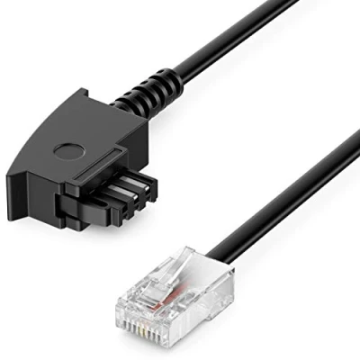 Immagine di deleyCON 3,0m Cavo Router TAE F su RJ45 (8P2C) Cavi di Collegamento Compatibile con DSL ADSL VDSL Fritzbox Internet Alla Presa Telefonica Nero