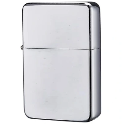 Immagine di CHAMP accendino a benzina satinato, tempesta cromato spazzolato, di alta qualità, compatto (5,8 x 4 1,3 cm), ricaricabile, antivento e antivento, Lighter, originale