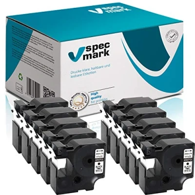 Immagine di specmark compatibile con DYMO D1 53713 nastro 24 mm x 7 m Set 10 pezzi nero su bianco per stampanti LM Label Manager LP Point LW Writer DUO