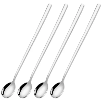 Immagine di 4 Pezzi 24 cm Cucchiaini Lunghi Acciaio Inox,Premium Gelato Agitatore da Caffè per Shake Cocktail Frullato Bevande Fredde Yogurt e Dolci,Lavabile in Lavastoviglie
