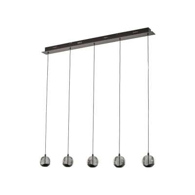 Immagine di Lucande Lampada LED a sospensione Hayley, nero, 5 luci, allungata
