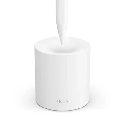 Immagine di elago Supporto Matita Compatibile con Apple Pencil Pro, (1,2 Gen), (USB C) e Le Matite di Altri Tablet con/Senza Custodia o Impugnatura (Bianco)