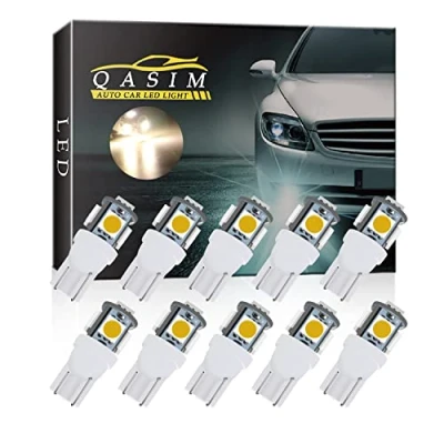 Immagine di Qasim 10x LED T10 W5W 194 LampadineBianco Caldo 5050 5SMD 168 per Auto Cupola Interna Cruscotto Mappa RV Targa Luci Laterali DC 12V