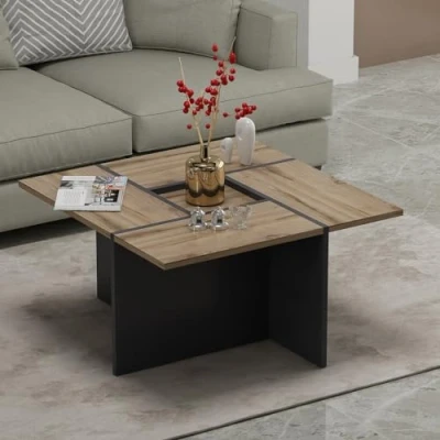 Immagine di HOMIDEA SILVA Tavolino Basso da Salotto Materiale in Legno Divano caffè Moderno Un Design alla Moda (Rovere/Antracite)