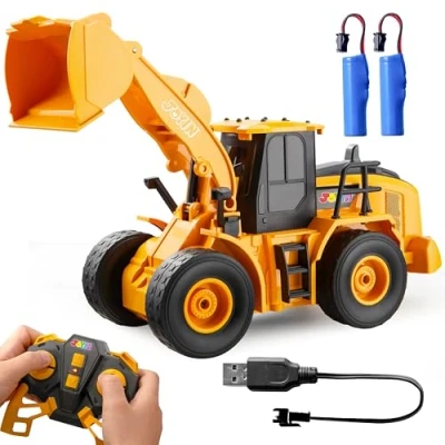 Immagine di JOYIN Costruzione Telecomandata Auto Ragazzi di 3 4 5 6 7 8 Anni, RC 2,4 GHz Camion Giocattolo Escavatore con Luce e Suono, Caricatore Frontale, Regalo Natale Compleanno