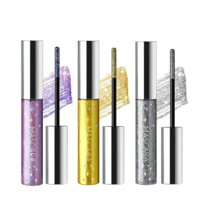 Immagine di Baorder 3 Colori Glitter mascara Eyeshadow, allungamento Volume Curling, scintillante argento/oro/viola diamante, impermeabile ciglia colorate per Partito Palcoscenico uso