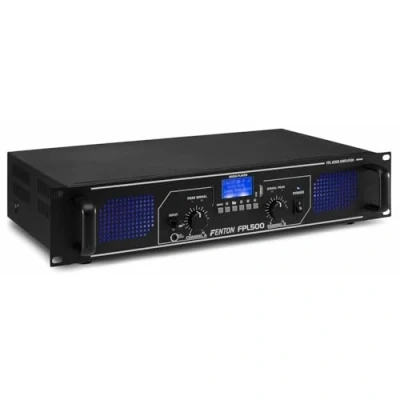 Immagine di Fenton FPL500 Amplificatore Digitale Classe D, 2 x 250 Watt, Bluetooth, Lettore Multimediale Integrato, Porta USB/SD, Effetto LED Blu, Montabile su Rack, Telecomando