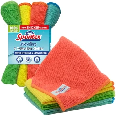 Immagine di Spontex Microfibre x4, Panni Multiuso Colorati in Microfibra Tessile, 4 pezzi