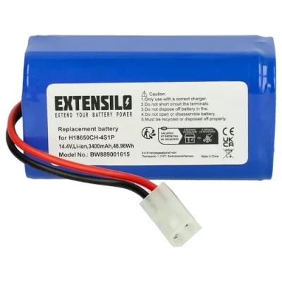 Immagine di EXTENSILO batteria compatibile con Xiaomi Robot Vacuum E12, SKV4136GL, Mi Mop Essential home cleaner (3400mAh, 14,4V, Li Ion)