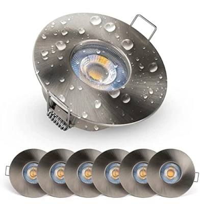 Immagine di e EMOS Exclusive Faretti LED da Incasso per Cartongesso 5W / 370 Lumen Bagno IP44 Set di 6 pezzi Spot 3000K Luce Bianco Caldo, Rotondi Ultra Piatti in Argento
