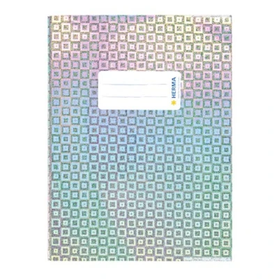 Immagine di HERMA 19641 copertina per quaderni A5 Glamour argento, con etichetta in pellicola olografica di polipropilene resistente e lavabile, scolastici, colorata