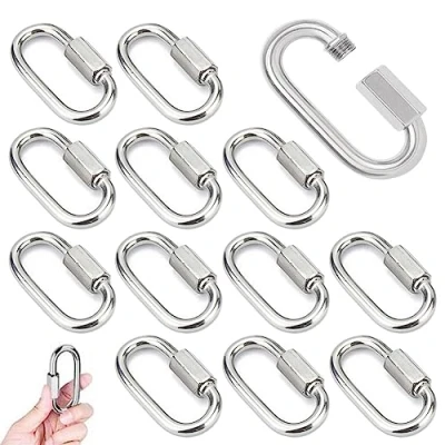 Immagine di 14 Pezzi Moschettone a Vite M4 Connettori Moschettoni con Chiusura Acciaio Inox 304 Blocco Avvitabile Tappo Fisso