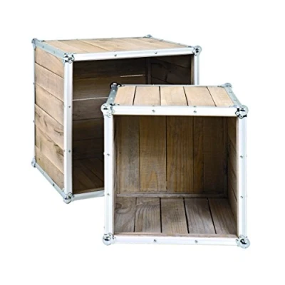 Immagine di HAKU Möbel Set di 2 tavolini, alluminio, pino, L 37 x P 47 A 35 cm/L 40 cm