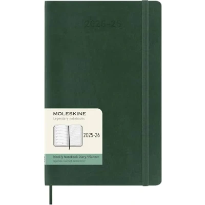 Immagine di Moleskine Weekly Planner 2025 2026, Agenda Settimanale 18 Mesi Con Spazio per Note, Copertina Morbida e Chiusura Elastica, Formato Large 13 x 21 cm Colore Verde Mirto