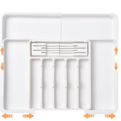 Immagine di ZHUIYIWIN Portaposate da Cassetto, per cassetti cucina, Porta Posate Espandibile Cassetto con 2 ceppi rimovibili coltelli,Porta Cucina Regolabile,Trasparente