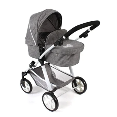 Immagine di Bayer Chic 2000 Passeggino Combinato Nele 2 in 1, per Bambole Fino a 50 cm, Colore Jeans Grigio, 568 76