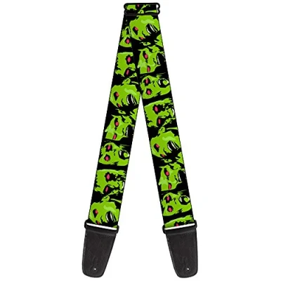 Immagine di buckle down tracolla per chitarra, Zombie Expressions Black/Green/Red