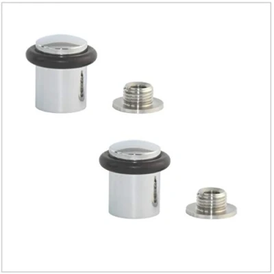 Immagine di EVI Herrajes Pack con 2 Fermaporte 20 x 29,5 mm Base filettata Gomma Nera di Silicone Naturale Ottone Finitura Chrome Brillante Compresi utensile, vite + tassello fissaggio Mod. I 108