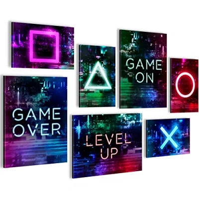 Immagine di Novart Quadros Completamente Pronto Da Appendere Immagini Gioco Console Gamer 7 Pezzi Set Moderni N021371a