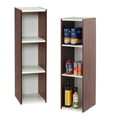 Immagine di Iris Ohyama, Libreria a 3 scaffali, Lotto di 2 mobili d&#039;appoggio, Modulabile UB 9025 Marrone