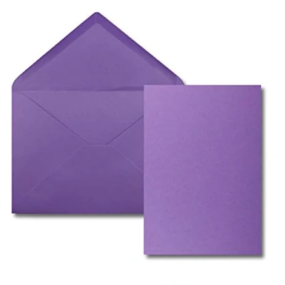 Immagine di Kim Kranholdt GmbH set di biglietti DIN A5/ C5, con buste, colori vivaci 25 Karten Sets 20 viola
