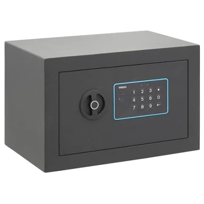 Immagine di ARREGUI Blue 650110 Cassetta di sicurezza in acciaio con serratura elettronica 20 x 31 cm 10 L per casa e Tastiera codici programmabili chiave