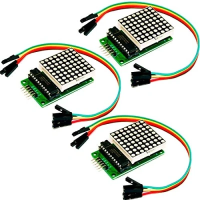 Immagine di AZDelivery 5 x MAX7219 8x8 Dot Matrix MCU 64 LED Display Module Dispositivo di Visualizzazione compatibile con Arduino incluso un E Book!