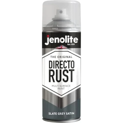 Immagine di JENOLITE Directorust Vernice Satinata GREGIO ARDESIA spray multisuperficie Per l&#039;uso su aperture in legno, metallo, plaspa, ceramiche e arrugginite 400 ml (RAL 7031)