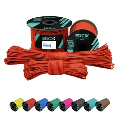Immagine di EdcX 2 mm Nylon Paracord 275 (50 e 100 m) 100% Corda in Nylon, Cavo a 3 Fili, Molti Colori (Sofit Orange, 50