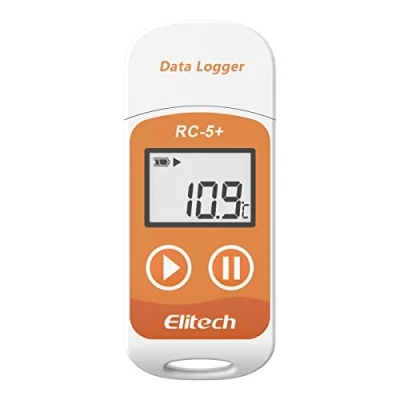 Immagine di Elitech RC 5+ Registratore di Dati Temperatura PDF&amp;CSV Automatico 32000 Punti Generazione Riutilizzabile Protezione Password Nessun Software Necessario, 30C a +70C