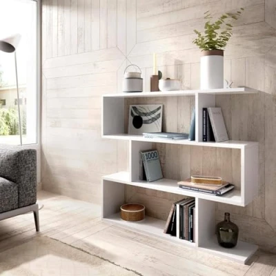 Immagine di Dmora Libreria Misone, Scaffale da ufficio multiuso, Mobile biblioteca portalibri a 3 ripiani, 110x25h96 cm, Bianco