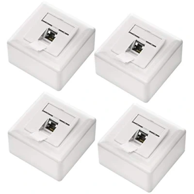 Immagine di deleyCON 4x CAT 6a Universale Presa di Rete 1x Porta RJ45 Schermato Superficie o Filo 10 Gigabit Ethernet EIA/TIA 568A&amp;B Bianco