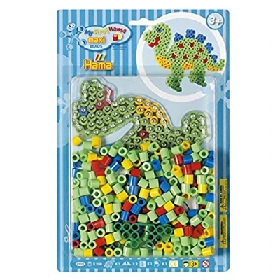 Immagine di Hama 8909 Set di Perle Dinosauri, Circa 250 Perline, Una Base e Un Foglio da Stirare