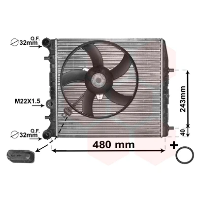 Immagine di VAN WEZEL *** IR PLUS 76002013 Radiatore motore Alluminio 430 414 23 con accessori Alette di raffreddamento montate meccanicamente