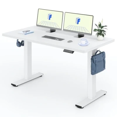 Immagine di FLEXISPOT EG1 SET 140 x 80 cm Scrivania Regolabile in Altezza Standing Desk Elettrica Motorizzata Telaio Acciaio Solido a 2 stadi Per Lavorare da Casa (Bianco+Bianco)