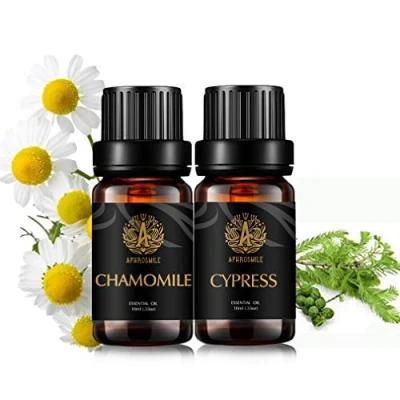 Immagine di Aromaterapia cipresso olio essenziale Set per diffusore, 2X10ml 100% Pure camomilla Kit massaggi, terapeutici grado oli Sapone Fare, puri Cypress