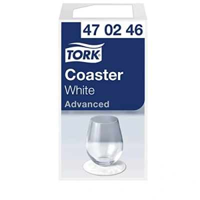 Immagine di Tork 470246 sottobicchieri monouso bianchi Advanced altamente assorbenti, 1 conf. x 12 pacchetti 250 (3000 pz), bianco