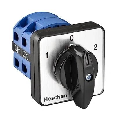 Immagine di Heschen Interruttore selettore universale rotativo SZW26 25/D202.2, ad inserimento, da 660V, 25A, 3 posizioni: On Off On, 2 Fasi, 8 terminali CE