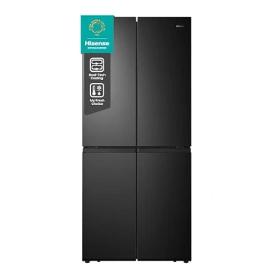 Immagine di Hisense MQ79452FE Frigorifero Americano Quattro Porte, Total No Frost, Grande capacità 454 Litri, Nero, Illuminazione Sof LED, Dimensioni cm 70,6 P x 79,4 L 181,7 H