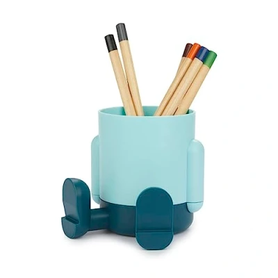 Immagine di Balvi Porta matite Mr Sitty Colore Turchese Design colorato e Originale con Due Scomparti Plastica