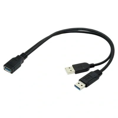 Immagine di CY Nero USB 3.0 Femmina a Dual Maschio Extra Power Data Y Cavo di prolunga per 2,5 pollici Mobile Hard Disk