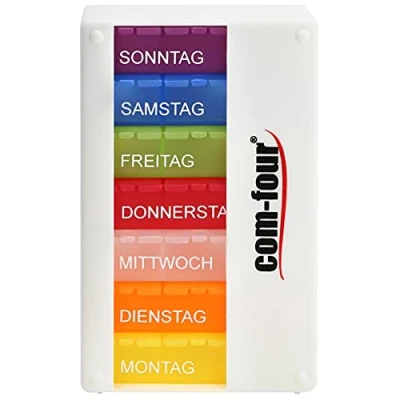 Immagine di com four® Dispenser per farmaci 7 Giorni più LEGGIBILE Scatola (morgens, mittags, abends) Pillole, settimanale (001 Pezzo Bianco V1.1)