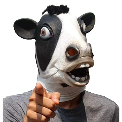 Immagine di CreepyParty, maschera in lattice a forma di testa animale Cow Taglia unica