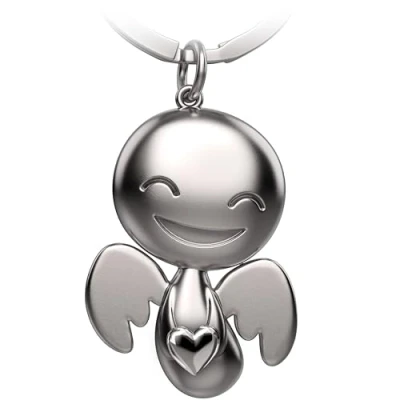 Immagine di FABACH angelo custode portachiavi Happy con cuore portafortuna amore regalo come idea per fidanzata, argento, 1, Moderno