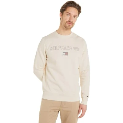 Immagine di Tommy Hilfiger Felpa Uomo senza Cappuccio, Bianco (Calico), S