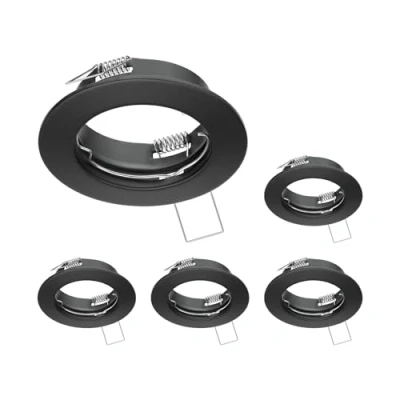 Immagine di ledscom.de 5 pz. cornice da incasso a soffitto FERE, rotonda, nero opaco
