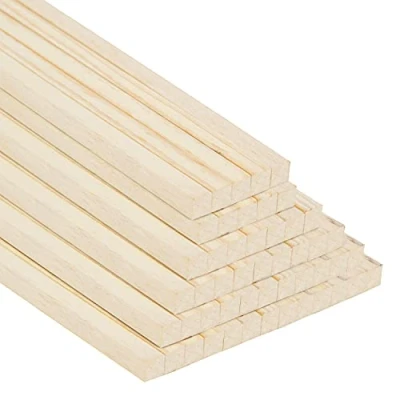 Immagine di Belle Vous Confezione da 50 Listelli Legno Grezzo Quadrati 6,4 mm x 30 cm Resistente Extra Lungo non Finito e Artigianale Listello per Arte, Progetti fai te Artigianato