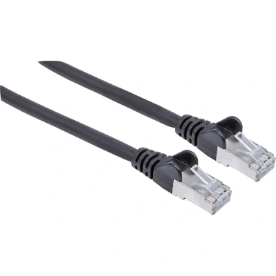 Immagine di Intellinet 318778 RJ45 cavo di rete, patch CAT 6A S/FTP 1.50 m Nero Schermatura a fogli, intrecciata, Privo alogeni 1 pz.