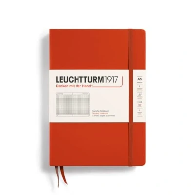 Immagine di LEUCHTTURM1917 367253 Taccuini Medium (A5), Copertina rigida, 251 pagine numerate, Fox Red, Quadretti
