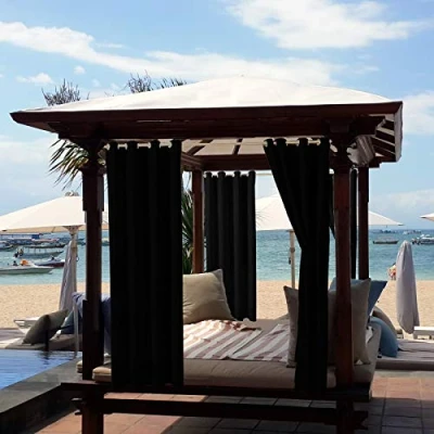 Immagine di ele ELEOPTION Tenda per Esterni, Impermeabile, Protezione dai Raggi UV, con Occhielli, Oscurante, Giardino, Cortile, Balcone, Nero, 4 Pezzi / 132 X 240cm